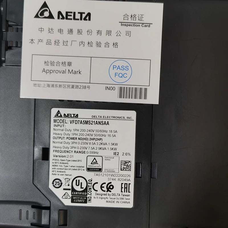 New Original Inverter VFD4A2MS43ANSAA 380V VFDS VFD7A5MS21ANSAA 1.5KW 220V MS300/0.75/1.5/2.2/3.7/5.5/7.5 Kw11 Kw 220 V