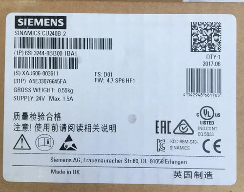 6SL3244-0BB00-1BA1 New G120 Control Unit CU240B-2 B-type RS-485 Original 6SL3244-0BB00-1BA0=6SL3244-0BB00-1BA1