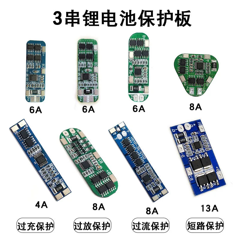 18650 Three Series 12V Ternary Lithium Battery 12.6V Protection Board 11.1V Anti-overcharge Overpass Current Anti-short Circuit