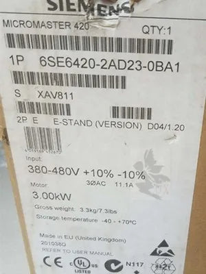 MM420 Inverter 6SE6420-2AD22/23/24/25/27/31-0/1/2/5/BA1/CA1 PLC
