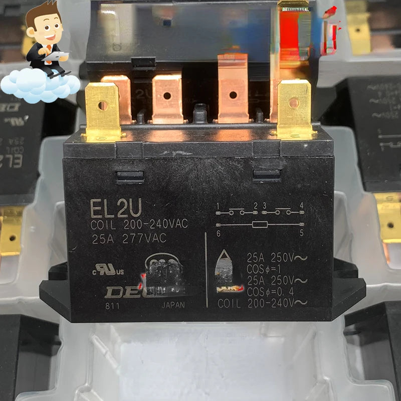 New Imported Relay EL2U 200-240VAC Two-normally Open 25A/277VAC EL2U