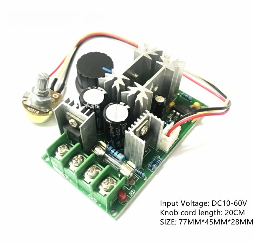 PWM DC Motor Speed Controller Switch DC 20A Current Voltage Regulator 10-60V PWM High Power Drive Module 60A 12V 24V 36V 48V