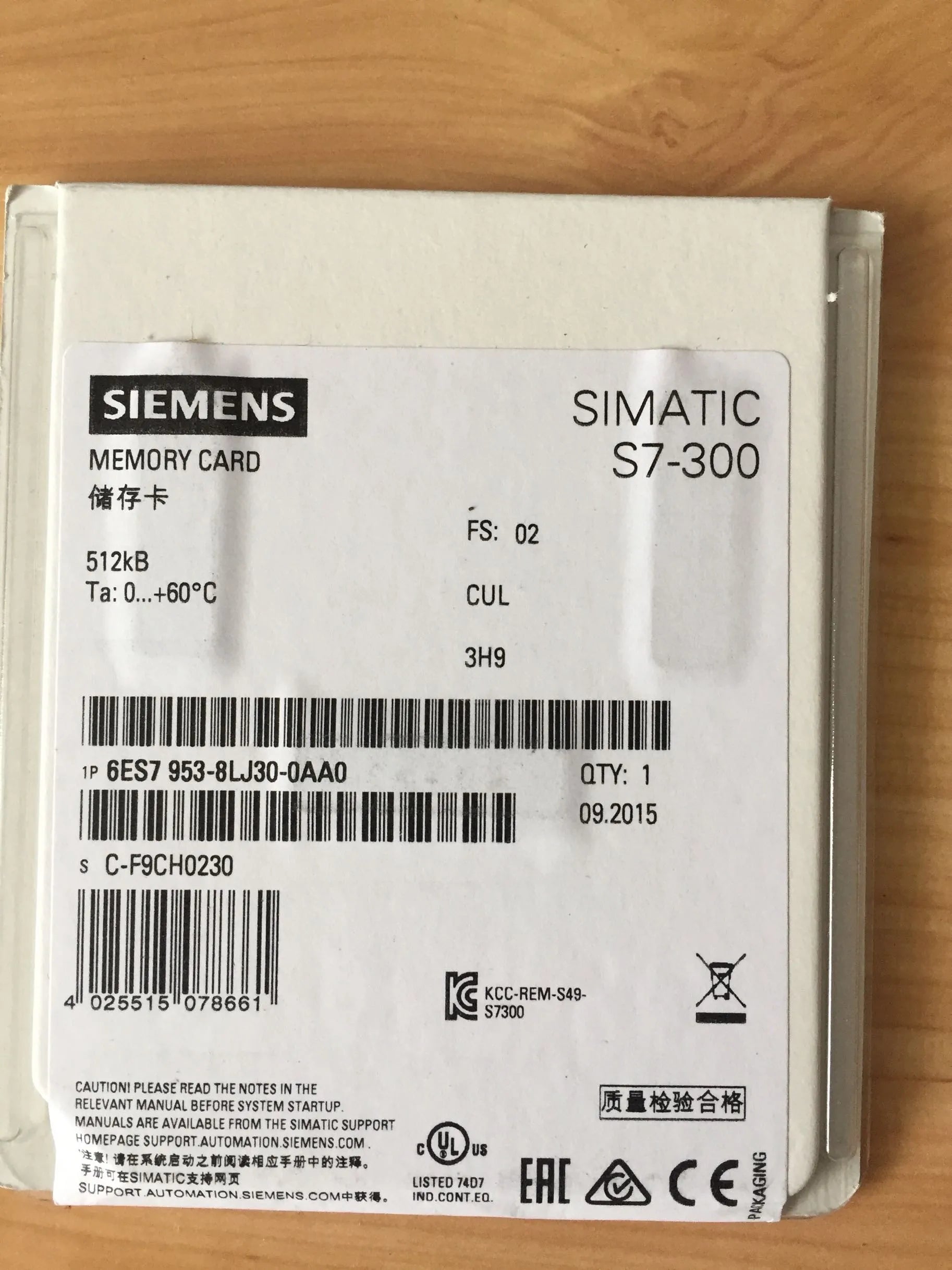 953 6ES7953-8LF/8LG/8LJ/8LL/8LM/8LP/20/30/31-0AA0 Memory Card