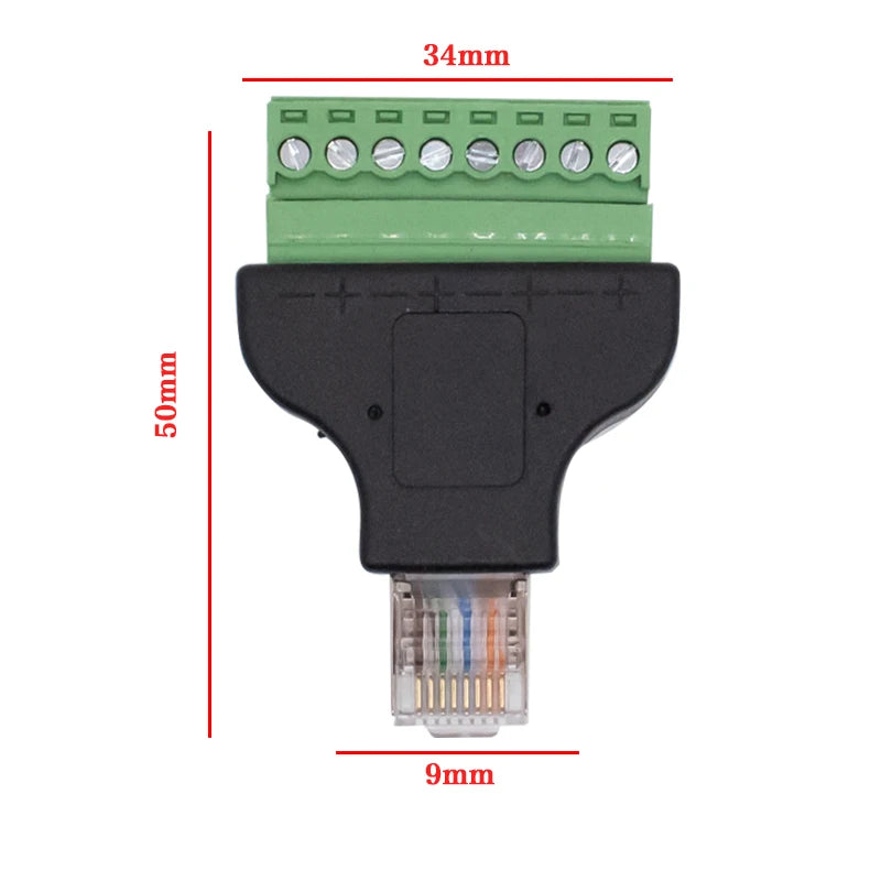 Network Cable Extender 8P8C RJ45 Female Connector To 8-PIN Terminal No Soldering Green Network Wiring Terminal