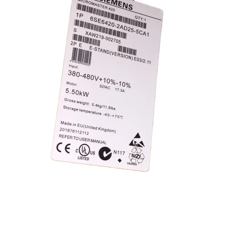 MM420 Inverter 6SE6420-2AD22/23/24/25/27/31-0/1/2/5/BA1/CA1 PLC