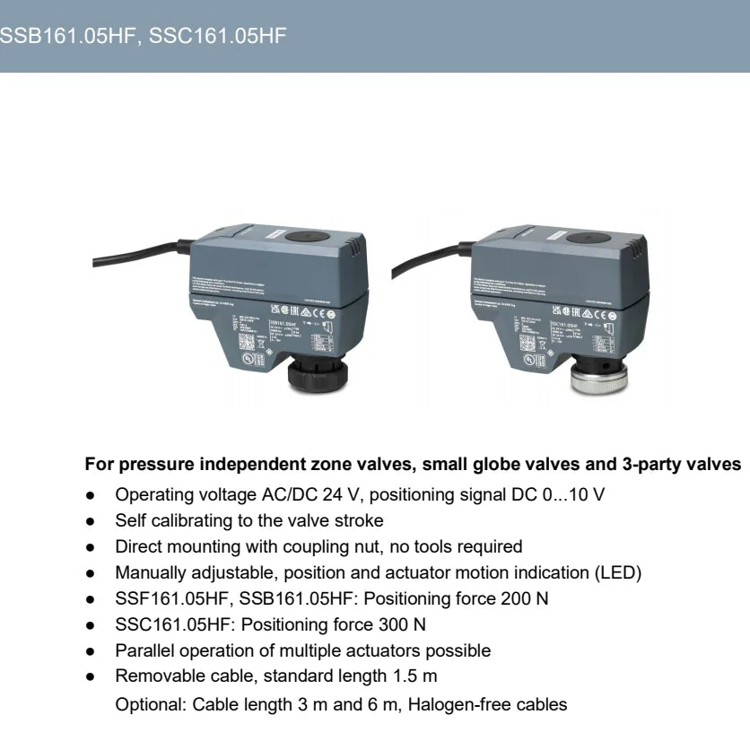 SSB161.05HF Replace SSB61 Operating Voltage AC/DC24 V Positioning Signal DC0-10V Positioning Force 200N SSC61 SSC161.05HF