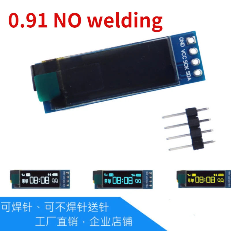 10pcs 0.91 Inch Oled Display 128x32 White Light OLED LCD Module IIC HD High Brightness Wide Viewing Angle