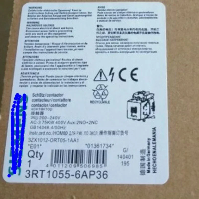 New Original Contactor 3RT1055-6AP36 3RT1055-6..6 220V 150A 3RT1056-6AP36 3RT1055-6AF36 110V
