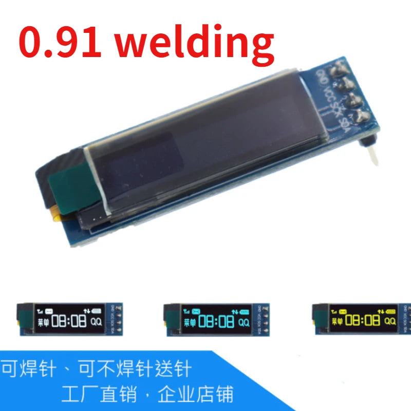 10pcs 0.91 Inch Oled Display 128x32 White Light OLED LCD Module IIC HD High Brightness Wide Viewing Angle