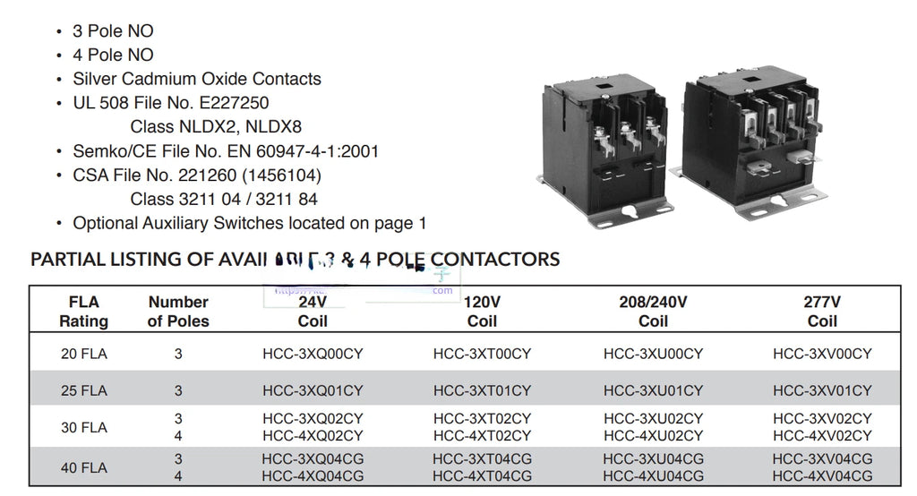 24V 40A HCC-3XQ04CG UL Controls Three-phase AC Contactor Electrical Accessories HCC3XQ04CG