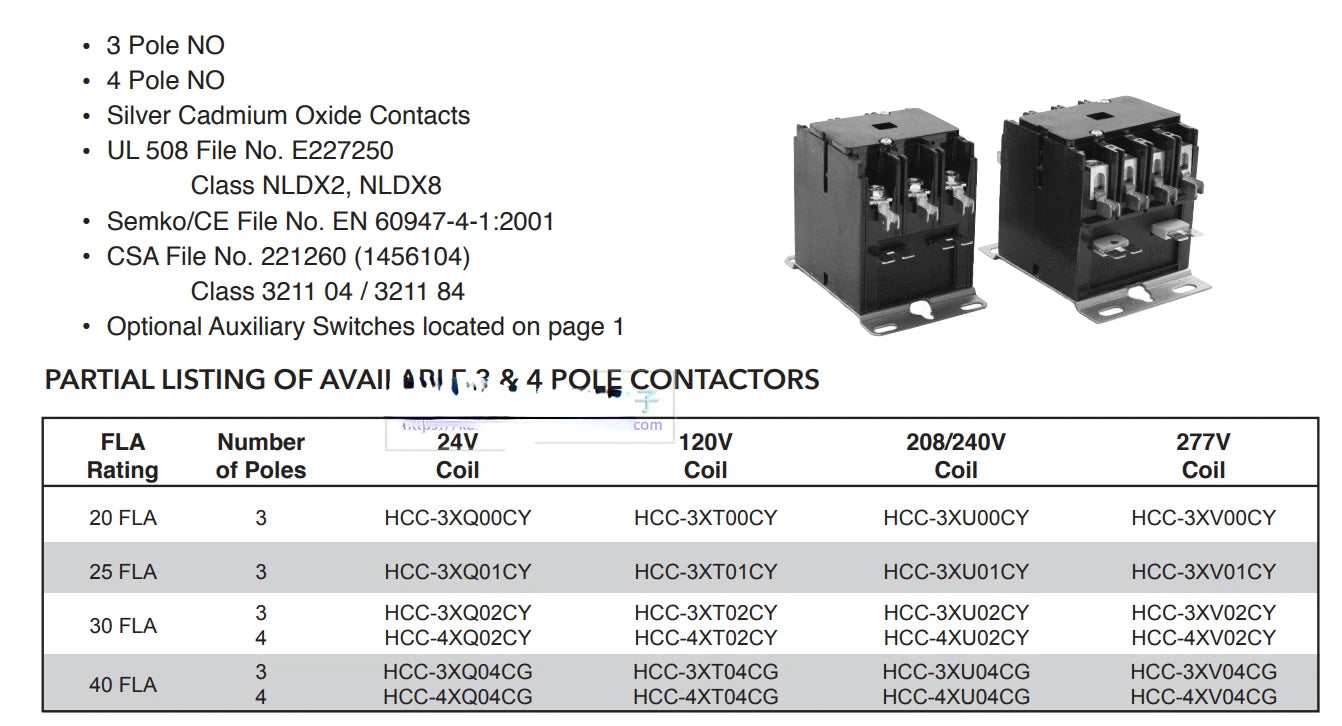 24V 40A HCC-3XQ04CG UL Controls Three-phase AC Contactor Electrical Accessories HCC3XQ04CG